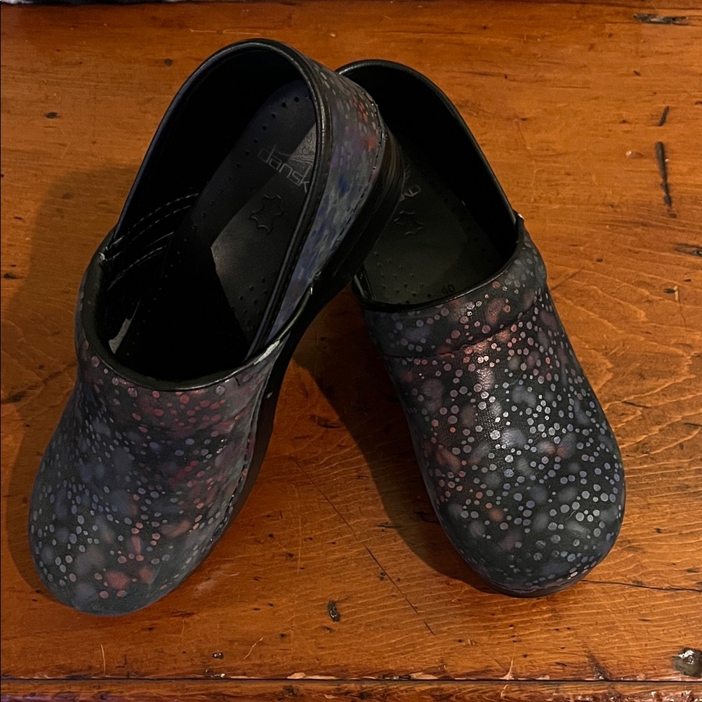 Dansko Multicolor Dotted Clogs